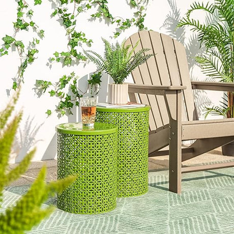 Decorative Garden Stool for Indoor Outdoor Heavy Duty Metal Frame Accent Table