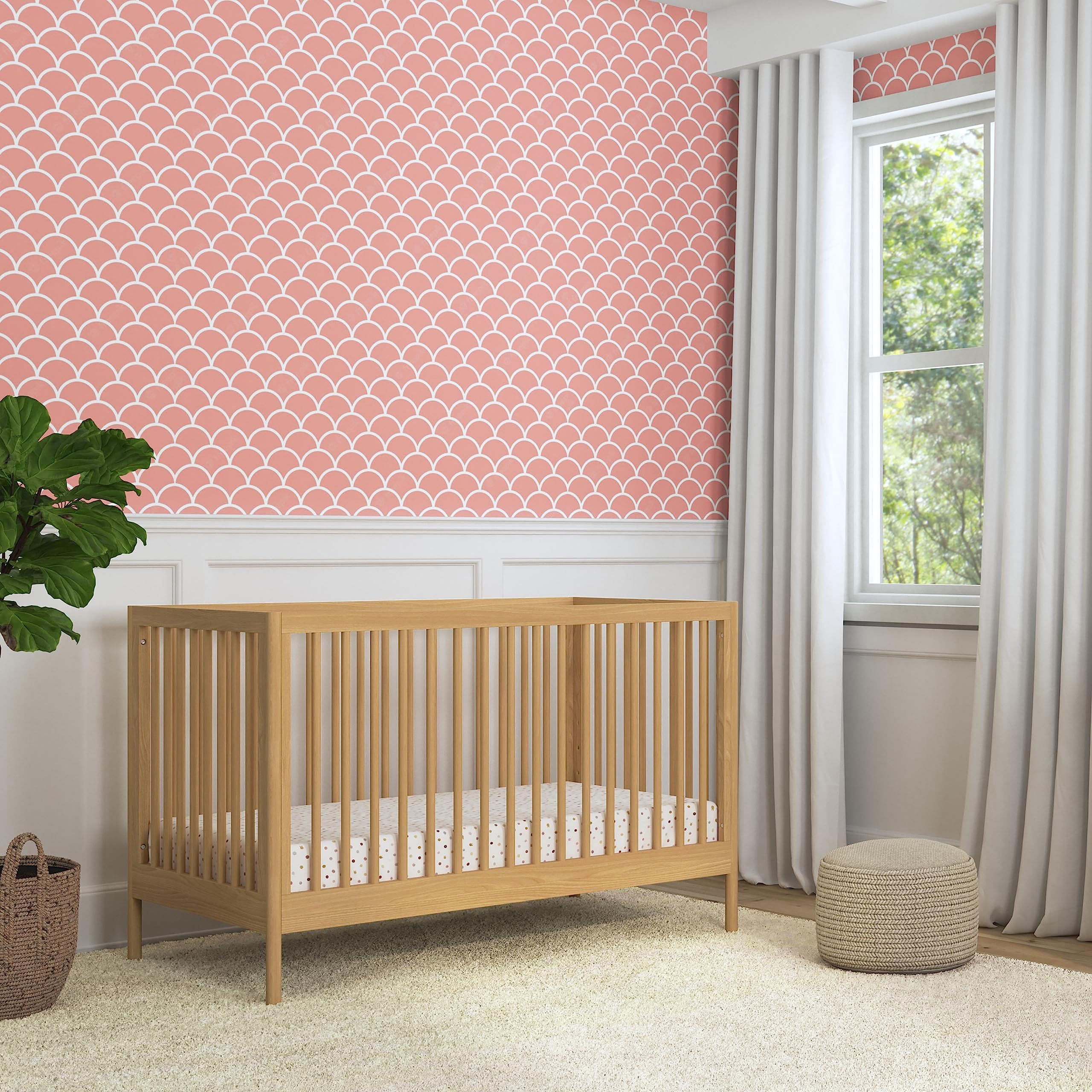 Birdie 3-in-1 Convertible Crib, Honey, Easy Assemble, Greenguard Gold Certified