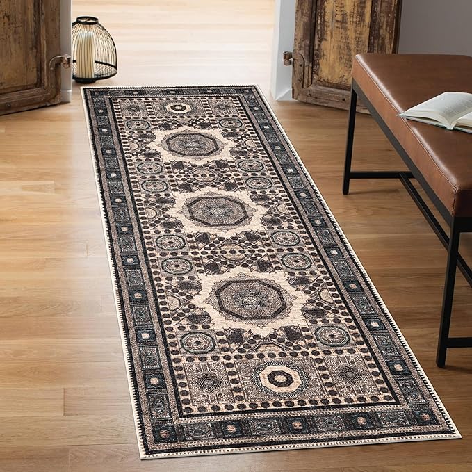 Machine Washable Area Rugs with Non-Slip Backing, Ideal for Hallway, Living Room