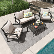 4-Piece Patio Conversation Set,Oversized Outdoor Metal Furniture Set