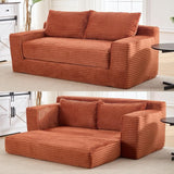 Corduroy Cloud Loveseat Sofa, 2 in 1 Convertible Sleeper Sofa with Fixed-Shape Frame