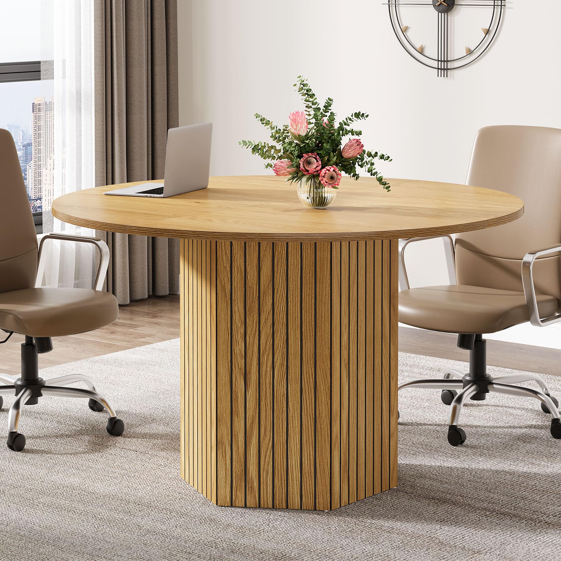 Conference Table, Modern Meeting Table for 4-6 People, 47-Inch Wood Business Office