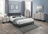 Faux Leather Upholstered Full Size Bed in Grey