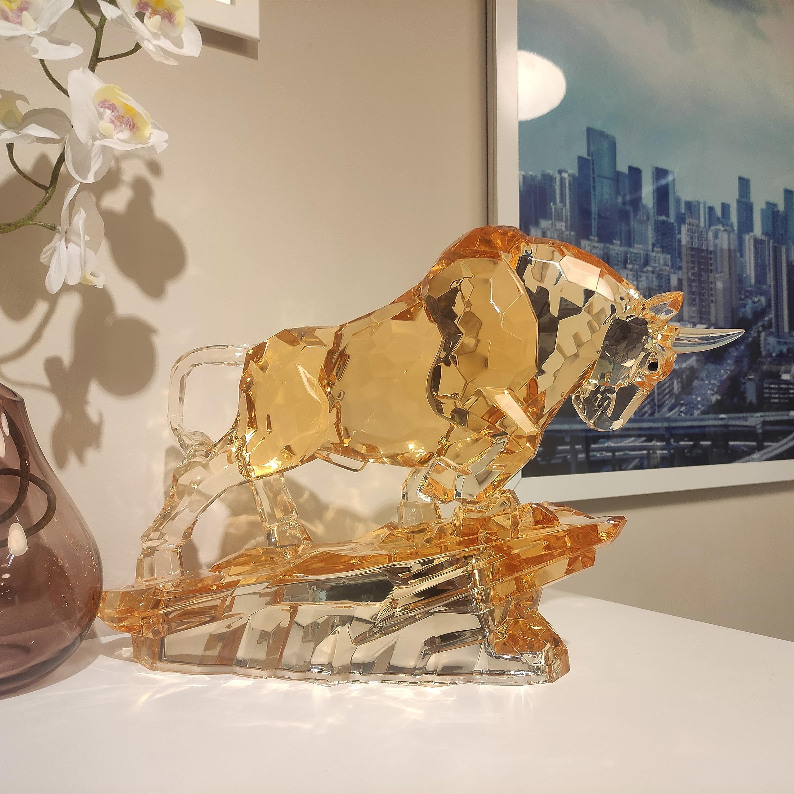 Acrylic Bull Statue Wall Street Bull Statue Sculpture Stock Market Charging