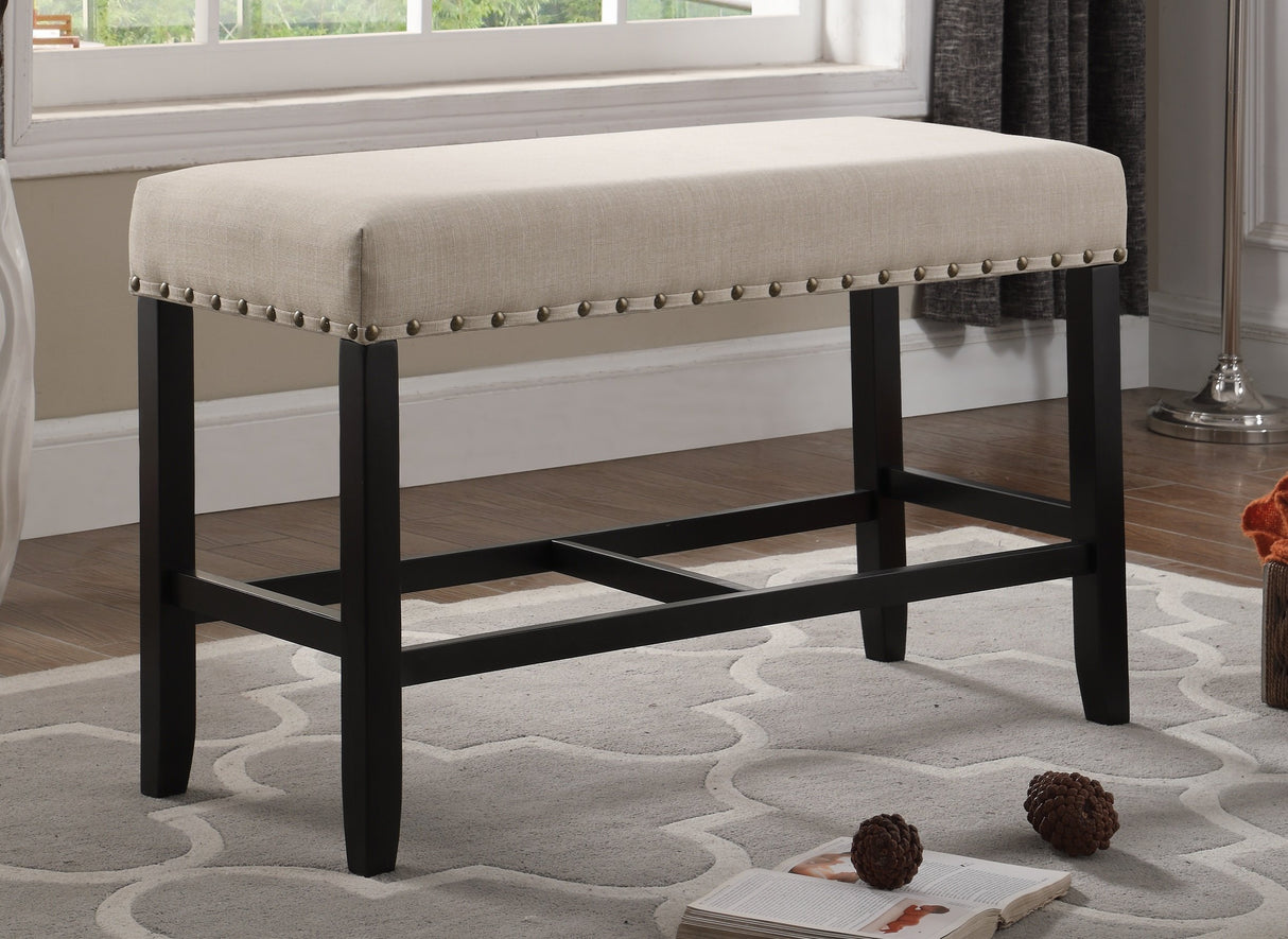 Biony Fabric Counter Height Dining Bench with Nailhead Trim