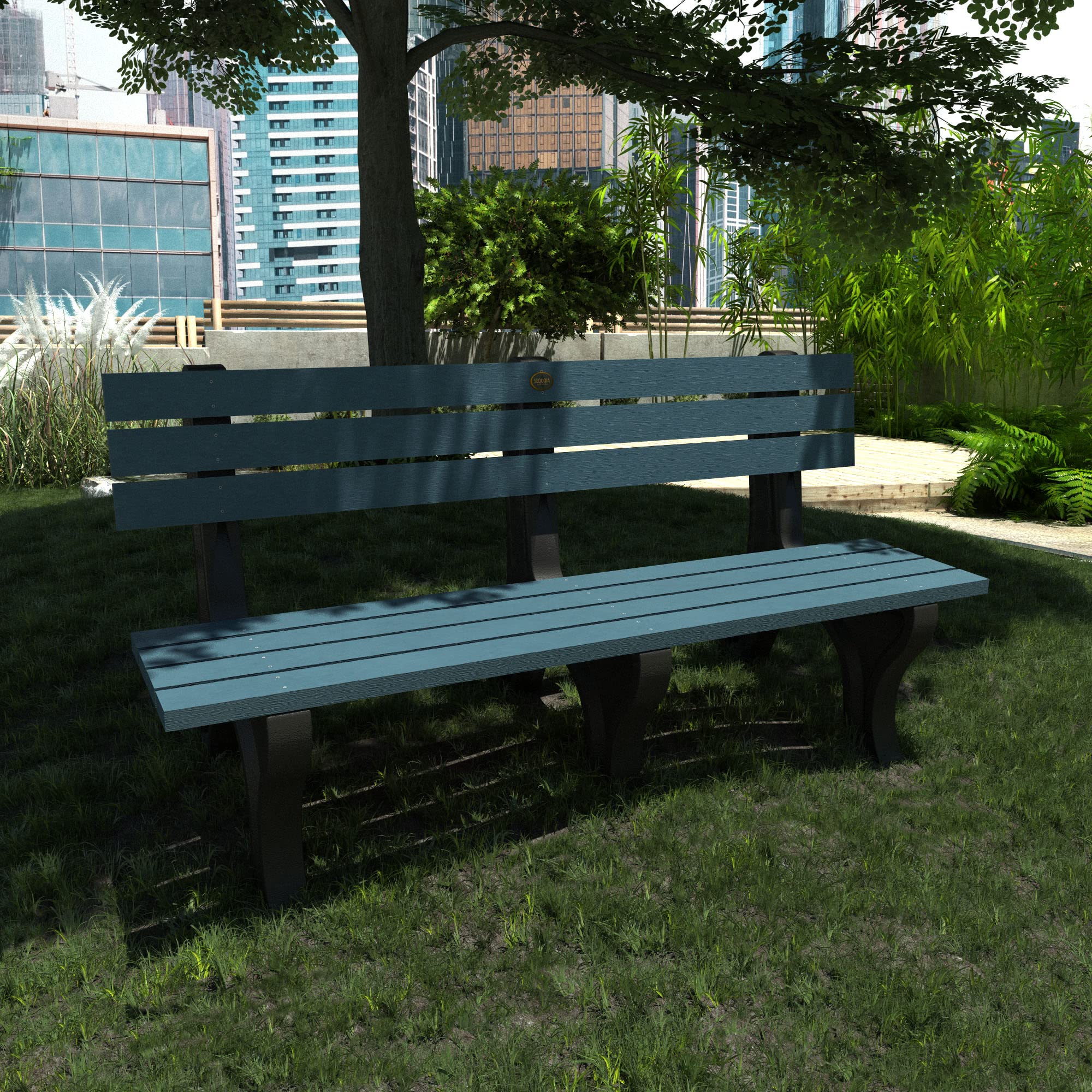 Sequoia Professional Aurora Park Bench, 6 ft, Nantucket Blue