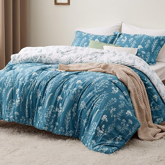 Floral Comforter Set - Queen Bedding Botanical Bed Comforter Queen Set