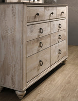 Roundhill Furniture M Imerland Contemporary White Wash Finish Patched Wood Top 7-drawer Dresser