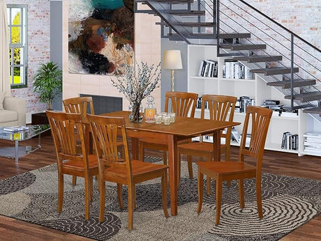 PSAV7-SBR-C 7 Piece Modern Dining Set Consist of a Rectangle Wooden Table