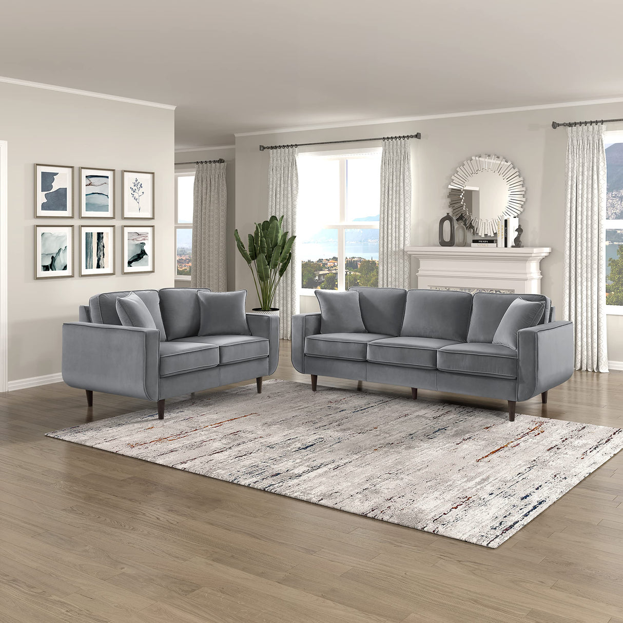 Lexicon Vera Living Room Sofa, Gray