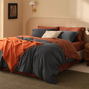 Cashmere Cotton Duvet Cover Set - King Size Luxury Bedding with Button Closure