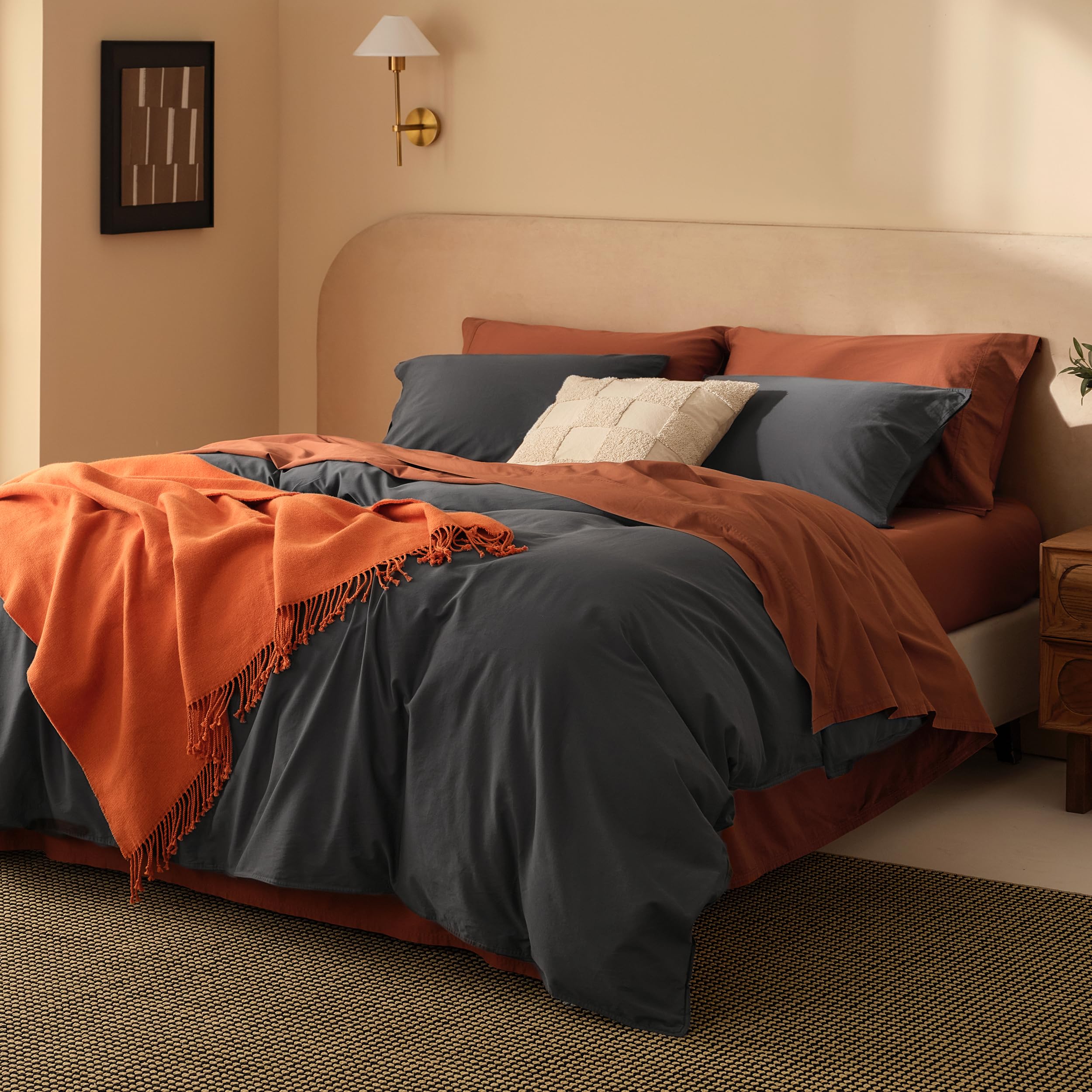 Cashmere Cotton Duvet Cover Set - King Size Luxury Bedding with Button Closure