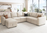 Modular Sectional Sleeper Sofa with Pull Out Bed, U Shaped Sectional Couch