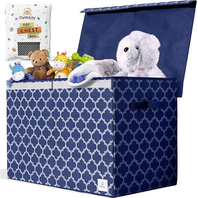 Kids Toy Chest - Collapsible Storage Bin for Nursery, Bedroom, and Playroom - Toy Box with Lid