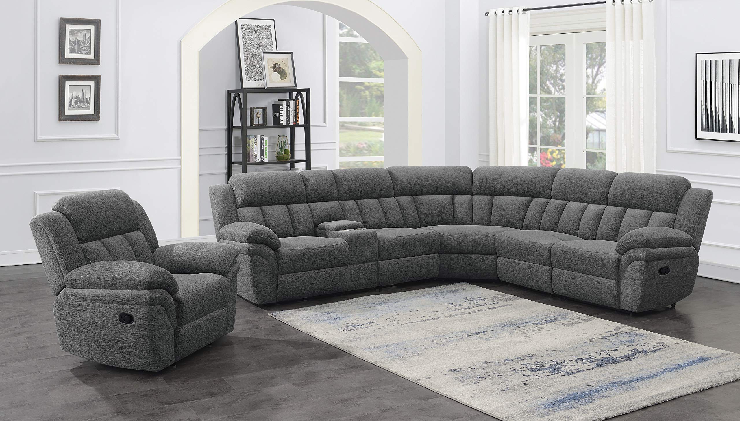 Coaster Furniture Bahrain Upholstered Charcoal Glider Recliner 609543