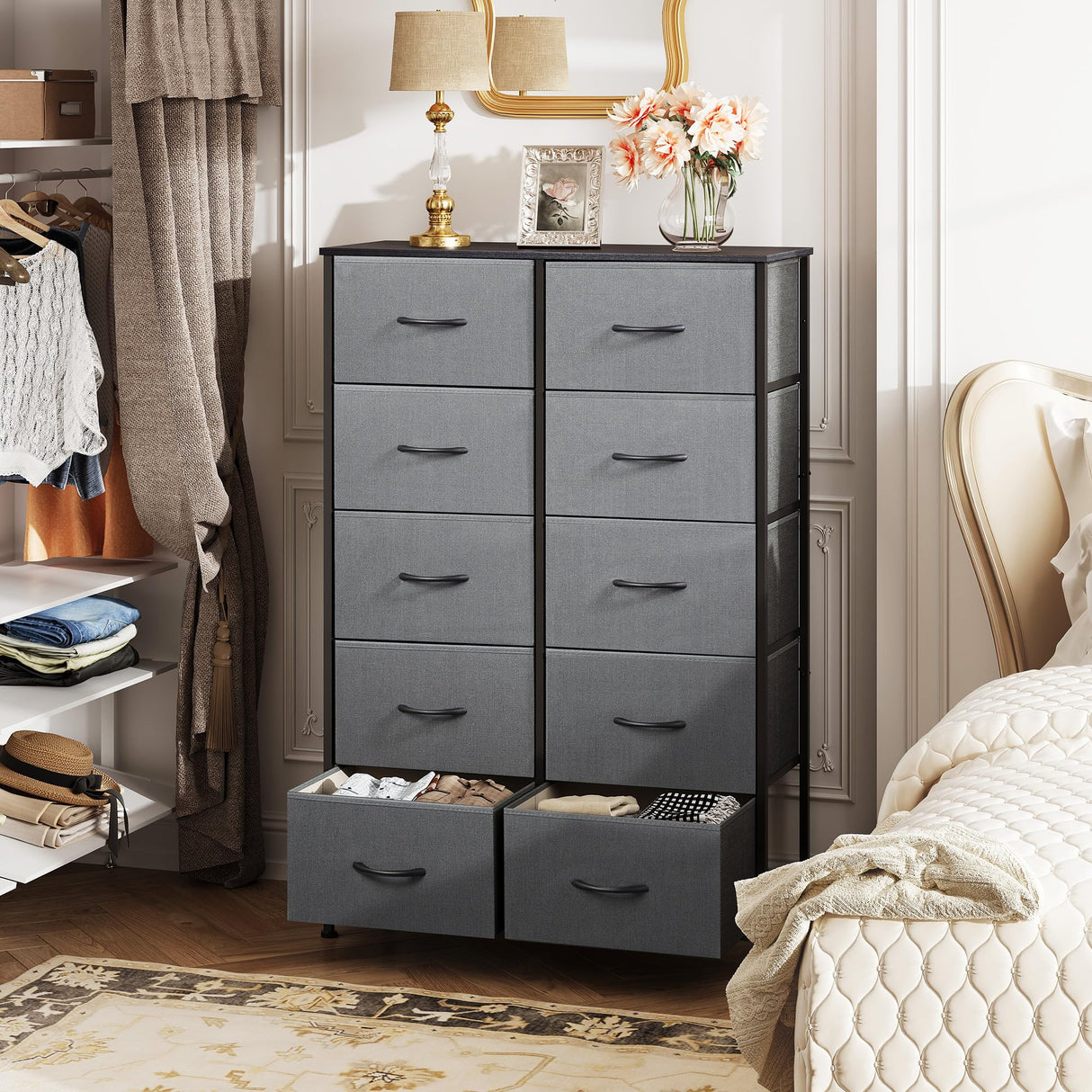 10-Drawer Dresser, Fabric Storage Tower for Bedroom, Hallway, Closets