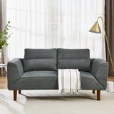 Convertible Futon Sofa Bed, Comfy Padded Loveseat Sleeper Sofa with Adjustable Armrest & Solid Wood Legs,