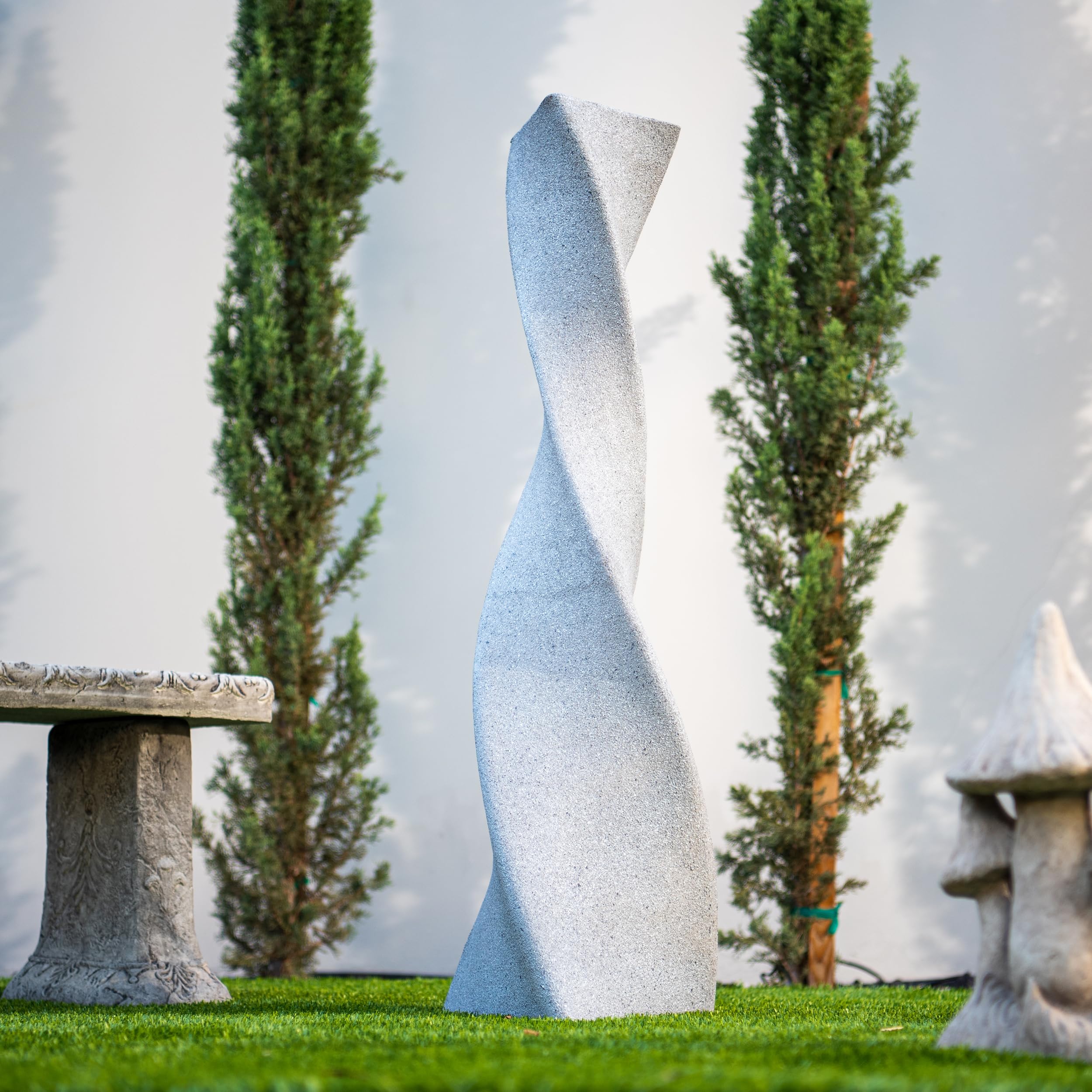 39 in. H Freestanding Resin Fiberglass Sculptural Modern Twisted Pilar Outdoor Garden
