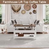 Farmhouse Lift Top Coffee Table, Multi-Function Convertible Coffee Table