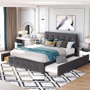 Upholstered Platform Bed with 2 Drawers and 1 Twin XL Trundle Dark Grey