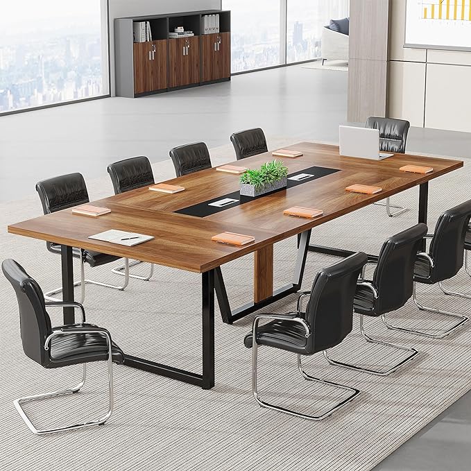 8FT Conference Table, 94.49 L x 47.24 W x 29.53 H Inches Large Meeting Table/Podcast