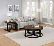 Arcadia Acacia Wood 42-Inch Round Coffee Table with Nesting Tables