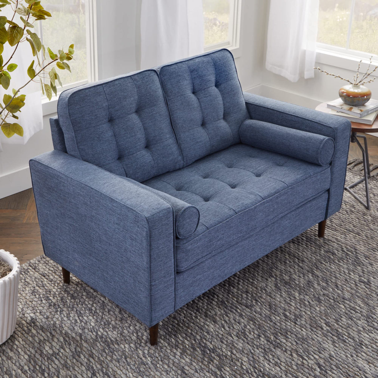 Lynnwood Upholstered Loveseat - Living Room Office or Bedroom - Mid-Century Modern