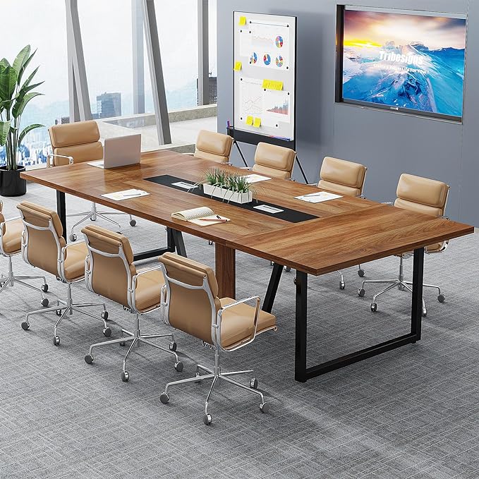 8FT Conference Table, 94.49 L x 47.24 W x 29.53 H Inches Large Meeting Table/Podcast