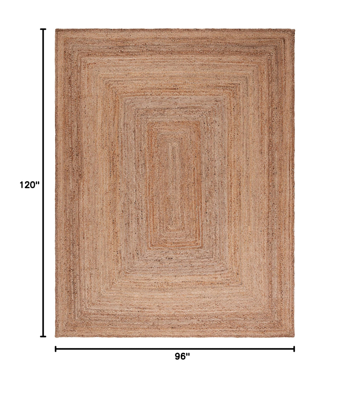 Cape Cod Collection Area Rug - 8' x 10', Natural, Handmade Flat Weave Jute, Ideal for High