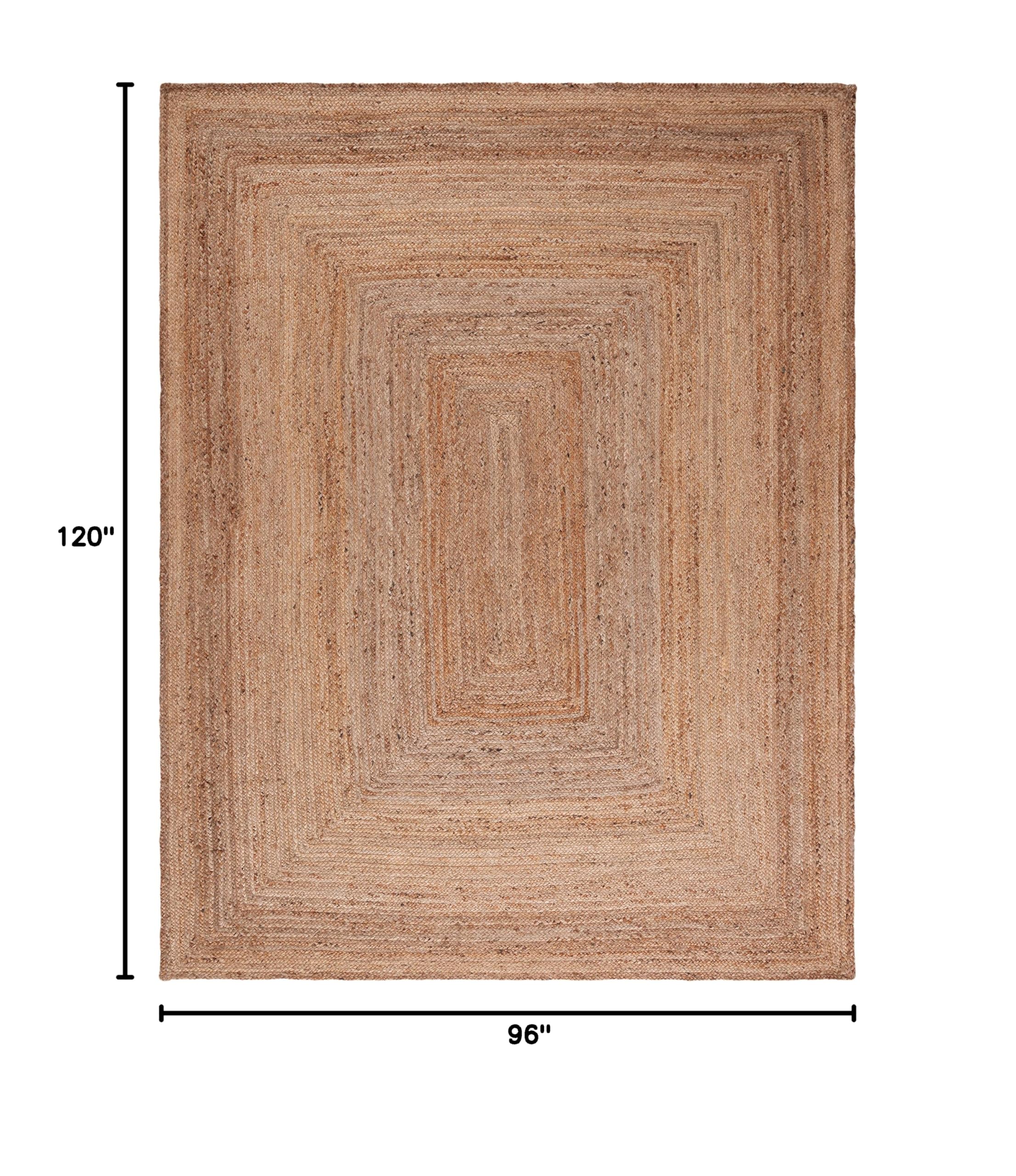 Cape Cod Collection Area Rug - 8' x 10', Natural, Handmade Flat Weave Jute, Ideal for High
