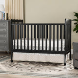 3-in-1 Convertible Crib Wood Full Size Toddler Bed with Locking Wheels