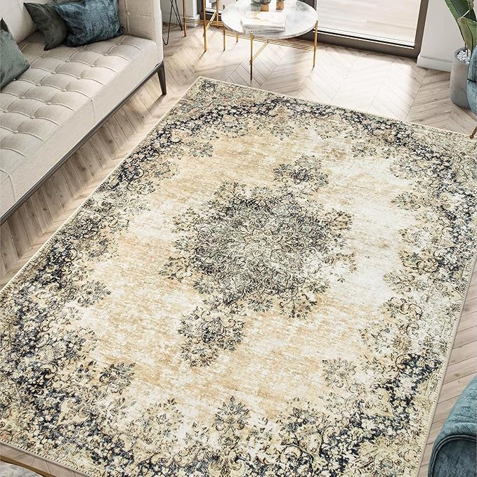 Machine Washable Area Rugs with Non-Slip Backing, Ideal for Hallway, Living Room
