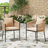 5 Pieces Outdoor Dining Set for 4, Patio Table and Chairs Set 4 X Rattan Wicker Patio Chair
