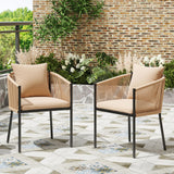 5 Pieces Outdoor Dining Set for 4, Patio Table and Chairs Set 4 X Rattan Wicker Patio Chair