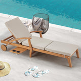 Wood Chaise Lounge Chair Outdoor, Patio Chaise Lounger Recliner