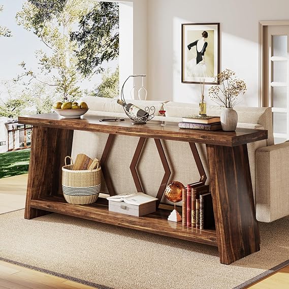 70.86-Inch Long Sofa Console Table with Storage