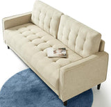 Benton Sofa Couch, Grid Tufted Cushions, Easy, Tool-Free Assembly, Stone Grey