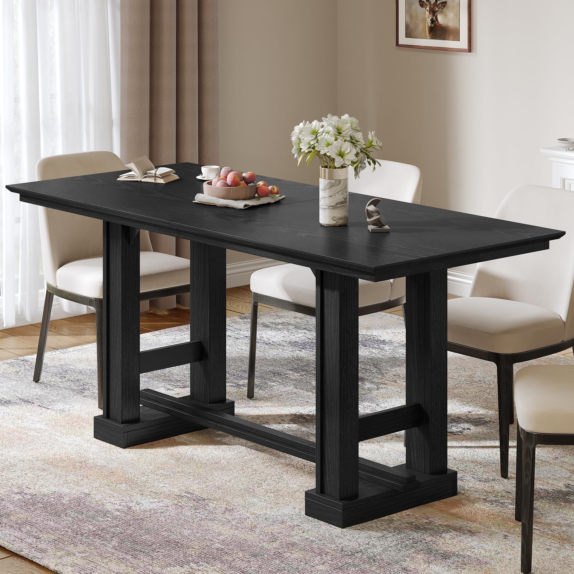 70" Farmhouse Dining Table for 6-10 People