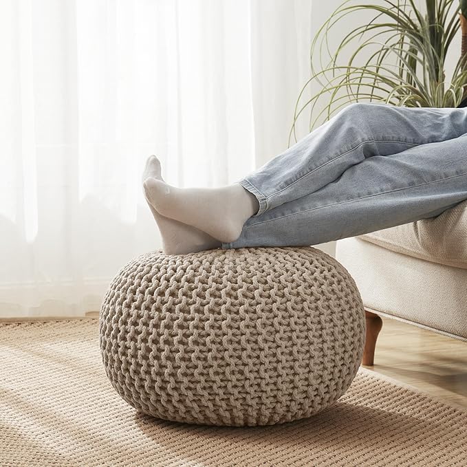 Rest Stuffed – 20” Diameter x 14” Tall Cozy Floor Pouf for Living Room, Bedroom, Nursery