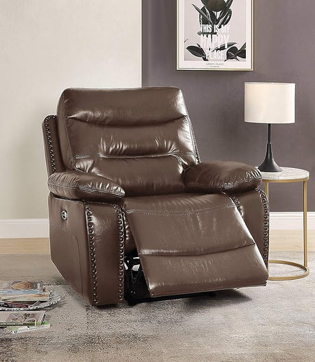 Aashi Recliner (Power Motion) in Brown Leather-Gel Match