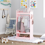 Kids Dress up Storage with Mirror,Costume Closet for Kids, Open Hanging Armoire Closet