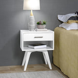 Century Modern One Drawer Nightstand/Constructed of Solid Wood/Oak Finish