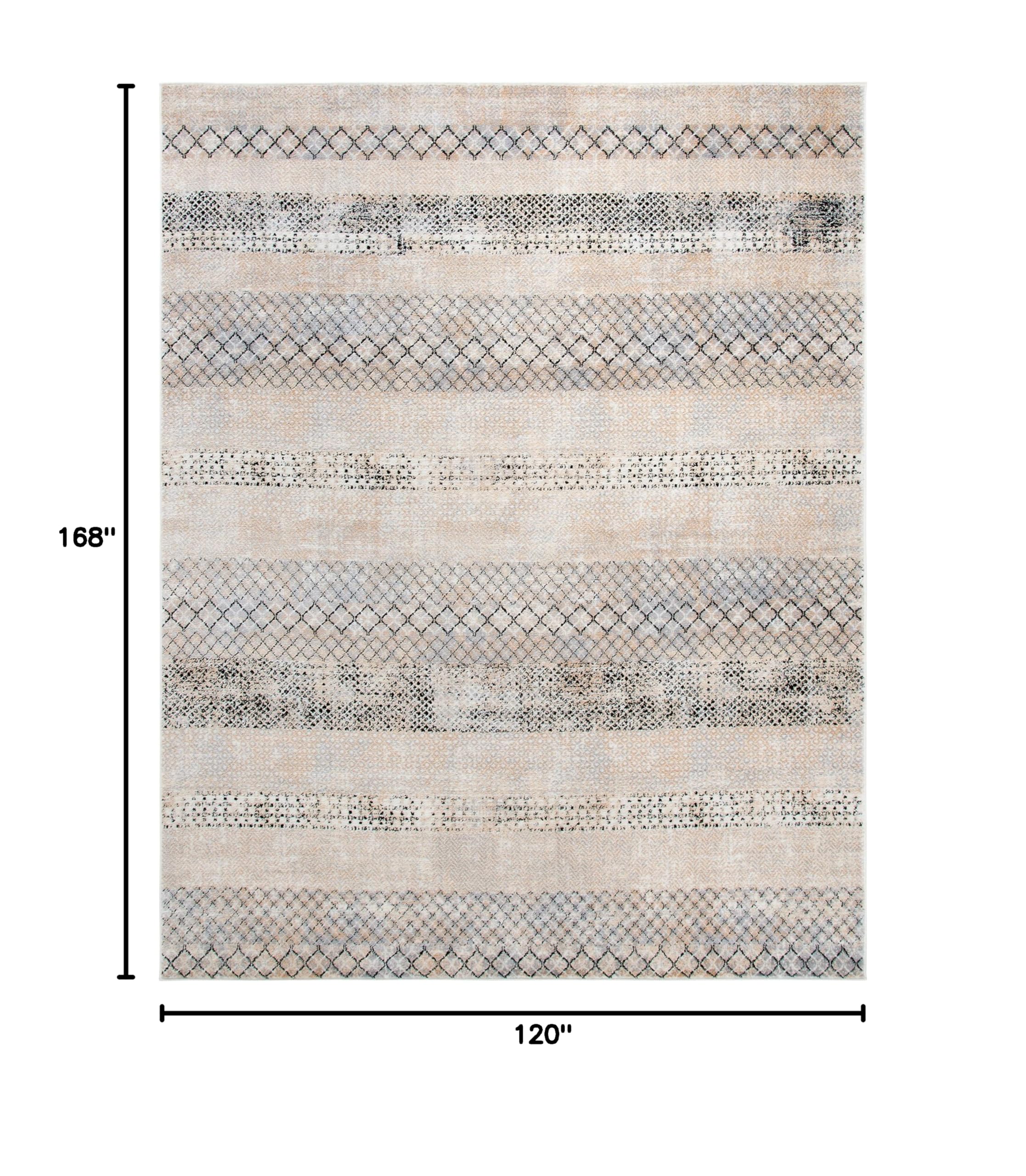 SAFAVIEH Amelia Collection Area Rug - 10' x 14', Grey & Gold, Rustic Tribal Distressed Design, Non-Shedding & Easy Care, Ideal for High Traffic Areas in Living Room, Bedroom (ALA761H)