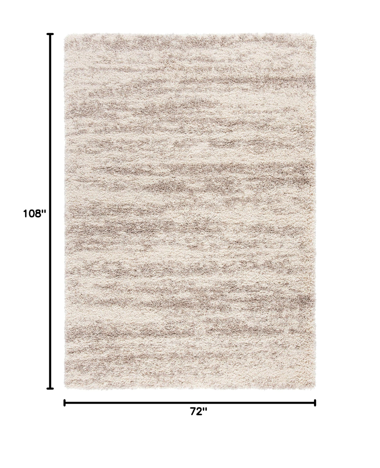 Hudson Shag Area Rug 6' x 9' - Ivory & Beige Modern Non-Shedding Plush Carpet