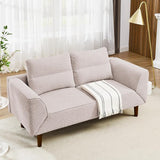 Convertible Futon Sofa Bed, Comfy Padded Loveseat Sleeper Sofa with Adjustable Armrest & Solid Wood Legs,