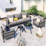 Metal Outdoor Patio Furniture Set, 4 Pieces Modern Outdoor Conversation Furniture Sets