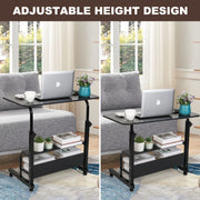 Computer Desk Home Office Desks, Standing Adjustable Laptop Desk for Small Spaces, Portable Work Writing Study Table, Modern Pc Gaming Desk with Storage Bedroom, Desktop Size 31.5x15.7 inch Black