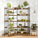 Bookshelf 5 Tiers, Corner Bookcase with Baffles, 70''x47''x44'' Large Industrial Wooden