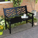 43.25" Outdoor Garden Bench, Wooden Bench, Poplar Slatted Frame Furniture for Patio