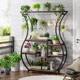 6-Tier Plant Stand, 70.9 Inch Tall Plant Shelf with 10 Hanging Hooks, Vase Shape